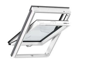 Pivåhängt takfönster med nedre handtaget VELUX GLU-B 0061 | 3-glas, Everfinish (träkärna med vitt hölje i polyuretan)