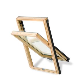 RoofLITE+ SLIM PINE | trä, pivåhängt, dubbelglas takfönster